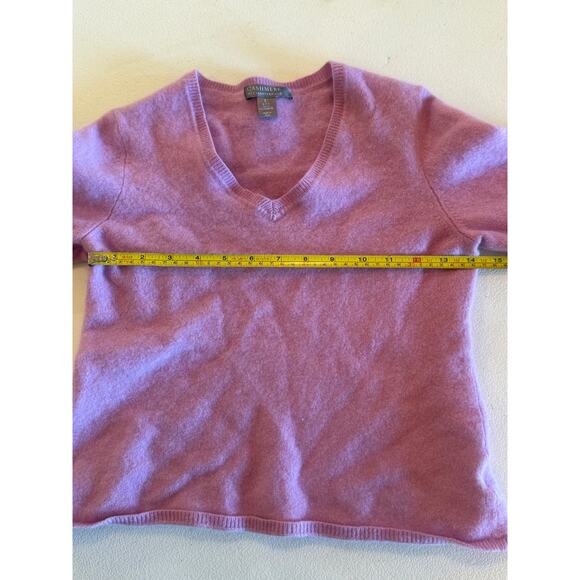 Cashmere by Charter Club 100% Cashmere Pink V-Neck Sweater Sz L - Picture 5 of 6
